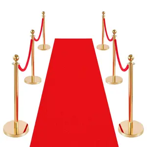 【Father's Day Gift】VEVOR 6-Pcs Decorative Gold Stainless Steel Stanchion Post Set - Stable Hollow Base, Red Velvet Ropes, Red Carpet, Banner Stands - Easy Installation for Ceremony, Party, Party Background Decoration