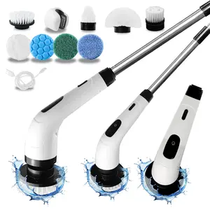 2-Speed Electric Rotating Cleaning Brush with Extendable Handle and Replaceable Brush Heads – Ideal for Deep Cleaning Kitchens, Bathrooms, and Hard-to-Reach Areas.