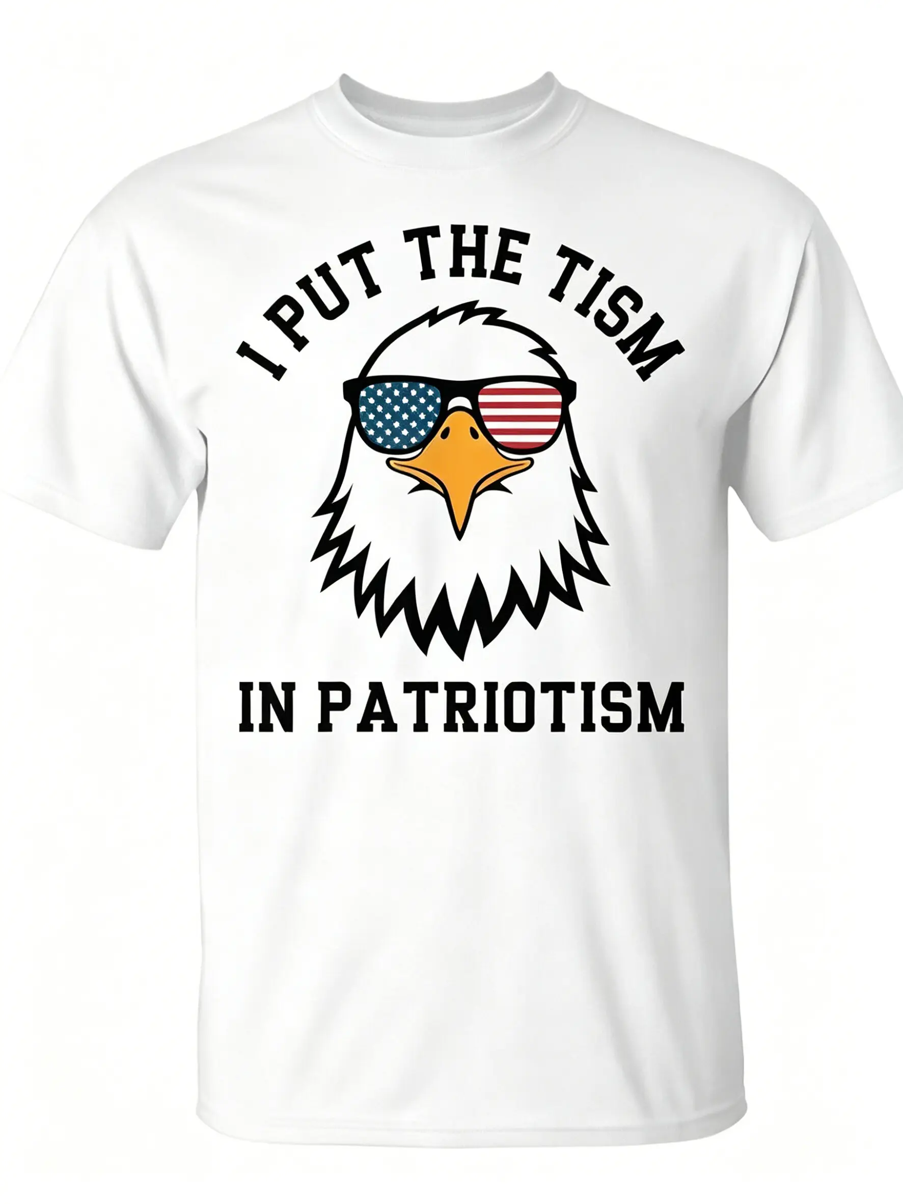 “Put the Tism in Patriotism” athletic eagle unisex T-shirt for everyday wear, 2026 funny Christmas novelty men’s T-shirt, summer trendy streetwear fashion top, high quality, comfortable casual printed T-shirt, pure cotton