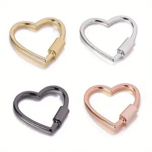 1pc Heart Shape Keychain Clips Mini Small Fashion Carabiner Alloy Durable Quick Release Spring Clip for Home Camping Fishing Travel