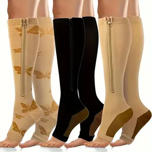3Pairs Zipper Compression Socks Women & Men