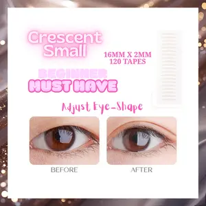 The Natural Crease PRO+ Crescent Small - Truly Invisible Matte Eyelid Adjustment Tapes - 16MM x 2MM - 120 Tapes - Beginner Must Have - Adjust Eye Shape - Eyeshadow - Waterproof Adhesive Kit