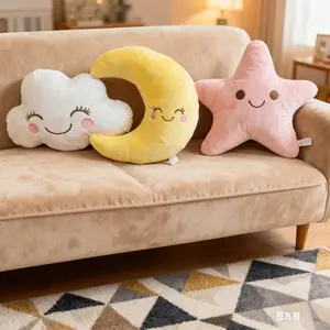 Adorable Star Moon Cloud Shaped Pillow, Sofa Decoration Pillow, Room Bed Decorative Pillow, Soft Padded Cushion, Contemporary Style Cushion