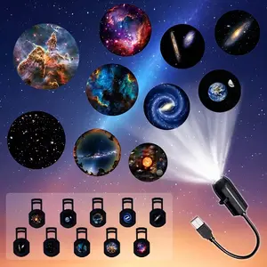 USB LED Creative Galaxy Projection Lamp, 1 Light + 3/6/10 Patterns, 360° Rotatable, Wall Ceiling Bedside Bedroom Living Room Decor, Bedroom Led Lights