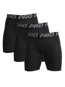 Men's 3pcs Letter Print Tape Compression Sports Gym Shorts, Athletic Wear Shorts, Quick Drying Breathable Comfortable Sports Bottoms, Athletic Shorts for Gym Workout Running Basketball Athletic Bottoms, Gym Clothing, Breathable Fitness Shorts