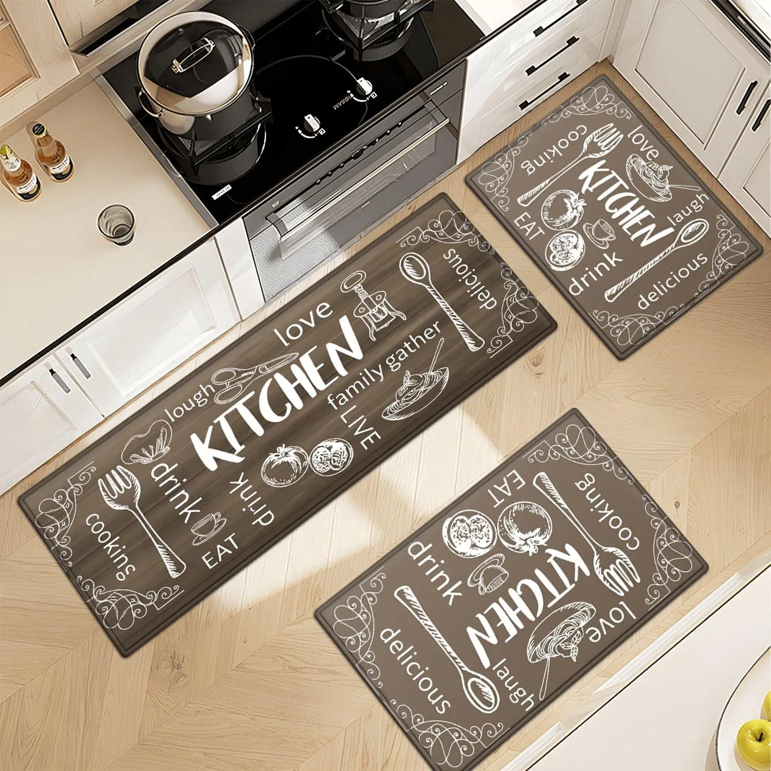 1pc Thick Soft Flannel Floor Mat, Non-Slip Absorbent with Plastic Backing, Machine Washable & Low-Maintenance, Suitable for Kitchen, Bathroom, Doorway