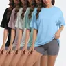 Women's 5-Pack Polyester Baggy Crew Neck Short Sleeve Soft Fabric Sports Tops - Breathable Casual Gym Workout Shirts, Plus Size Women's Clothing for Summer,outdoorfun