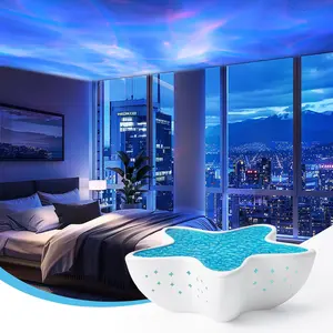 Northern Lights Projector, Ocean Wave Shower Light Projector Light for Bathroom Classroom, Galaxy Night Light for Kids Dorm Decor, Cute Room Decor Aesthetic (White)