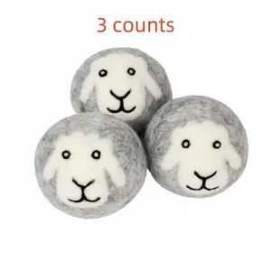 Wool Drying Ball, 3 Counts Reusable Laundry Natural Fabric Softener for Reduce Drying Time and Wrinkles, Wool Dryer Balls, Laundry Tools & Accessories