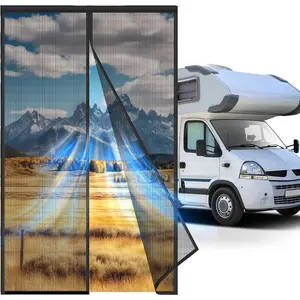 Screen Door for RV Camper - Auto Close  Mesh Door Protector with  , Keep  Out While Letting  Air in,  Proof Screen Door for Dogs, Easy Install Kit Included