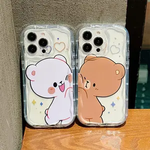 Cute Cartoon Bear Pattern Protective Phone Case, 2 Counts Decorative Phone Protector Cover, Phone Accessories Compatible with iPhone 16 15 14 13 12 11 Pro Max