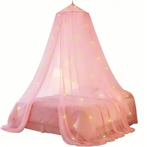 Pink Princess Bed Canopy for Girls Canopy Bed Curtains for single Twin Full and Queen Sizes Ceiling Tent for Reading Nooks Mosquito Net for Indoor Room Decor and Outdoor Use Drapes luminous star light Mosquito Net Without Washing