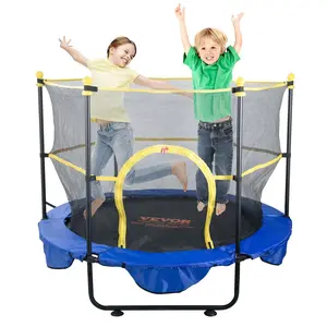 【Summervibes】VEVOR 5FT Trampoline for Kids,  , 60" Indoor Outdoor Trampoline with Safety Enclosure Net, Basketball Hoop and Ocean Balls, Mini Toddler Recreational Trampoline Birthday Gifts for 3+ Years Kids