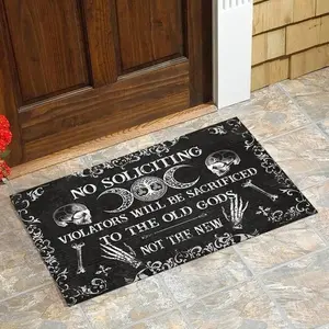 No Soliciting Violators Will be sacrificed to The Old Gods Doormat Indoor Entrance mat for Christmas Halloween Indoor Outdoor Home Decor