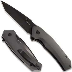 Viuorwi Tactical Folding Knife - 3.15'' 440C Steel Tanto Blade, EDC Pocket Knife with Deep Carry Clip for Camping, Hiking, Outdoor Survival