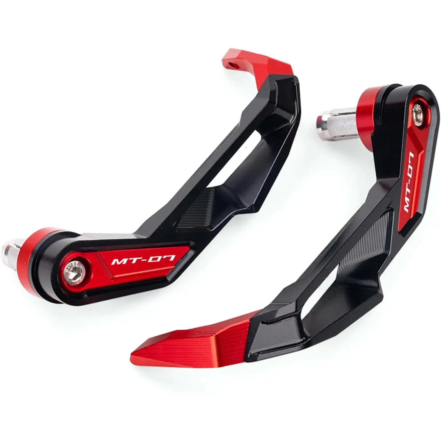 CNC Cut Aluminum Motorcycle Handlebar Brake Clutch Levers & Hand Guard Protector (Red, MT07), Lightweight, Adjustable Distance, Crash Protection for MT-03/MT-07/MT-09 SP Daily Use Accessories
