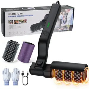 Electric Grill Brush, Cordless BBQ Grill Cleaner with Rechargeable Battery, Durable Scrubber for Outdoor/Indoor Grills, 3 Brush Heads Included