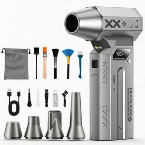 Compressed Air Duster, Portable Turbo Jet Fan & Portable Fan with LED Display & LED Light, Rechargeable Cordless Mini Air Blower, 4-Speed Handheld Dust Cleaner for Computer, Keyboard, Car, Home & Outdoor Use, Perfect Father’s Day Gift