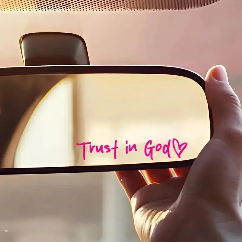 Letter & Heart Pattern Car Rearview Mirror Sticker, 2Counts Self-adhesive Car Mirror Decal, Car ExteriorDecoration Accessories, Windshield Sticker, Car Decals,Vehicle Exterior Decoration, Religious Car Accessory