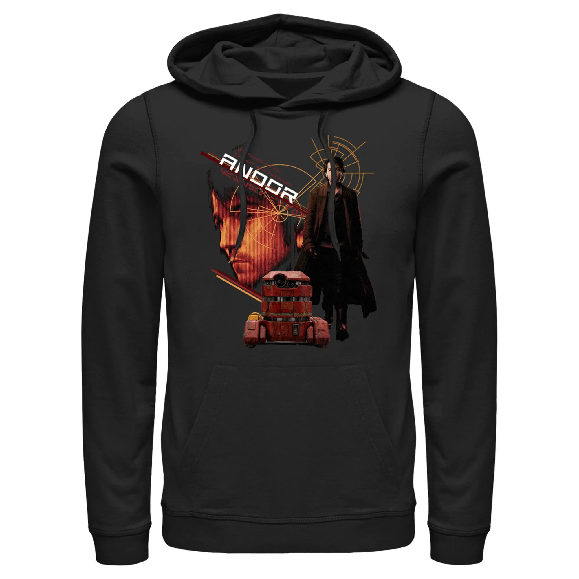 Men's Stylish Star Wars: Andor Cassian and Droid Buddy Graphic Cotton Pullover Hoodie, Menswear Top