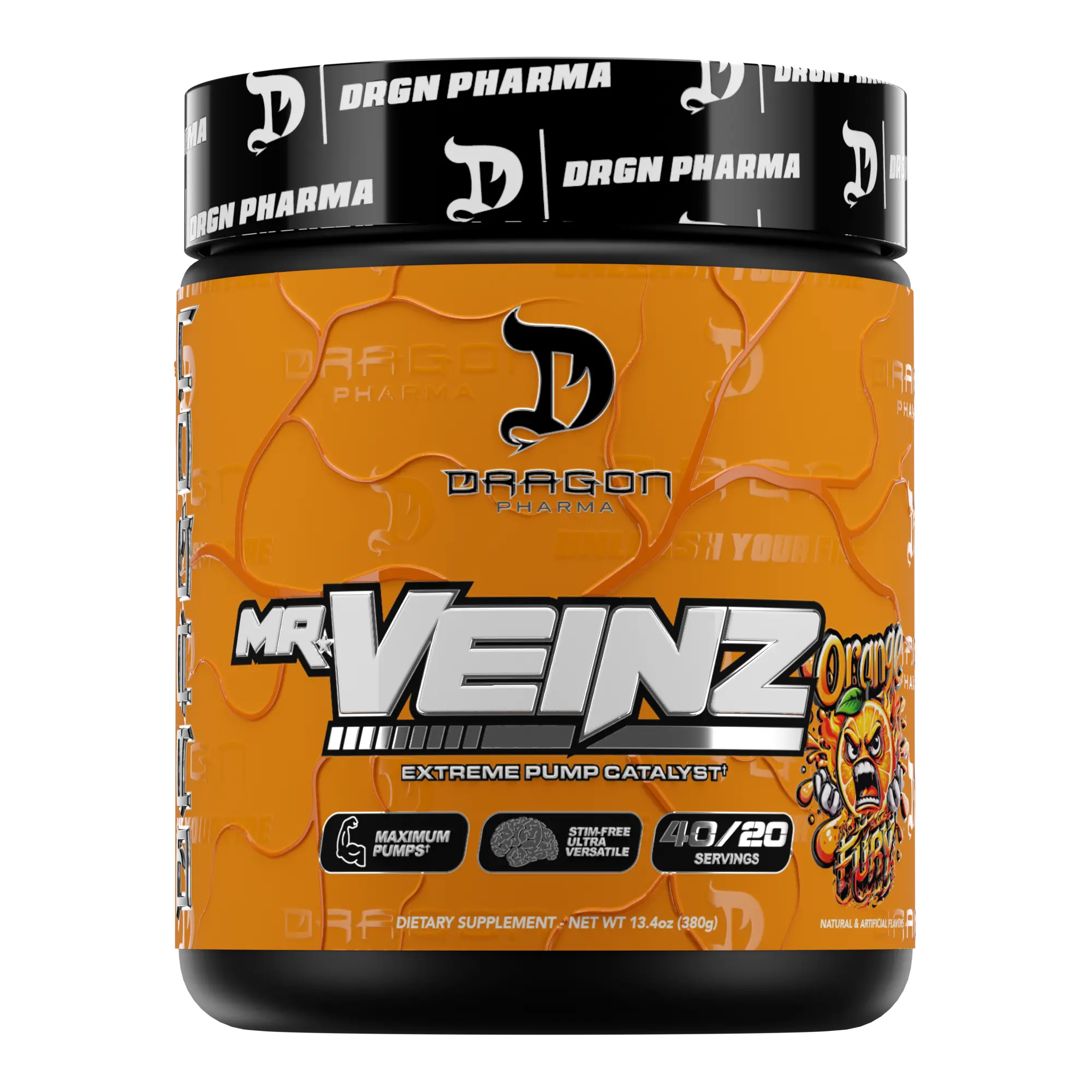 Dragon Pharma Mr.Veinz Pre Workout Powder - 40 Servings for Maximum Muscle Pumps and Endurance Bypass Supplement Dietary