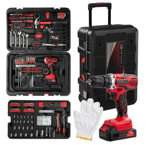 159 PCS Home Tool Set Kit, Auto Repair Tool Kit with Rolling Tool Box, Mechanic Tool Sets with 21V Max Cordless Power Drill