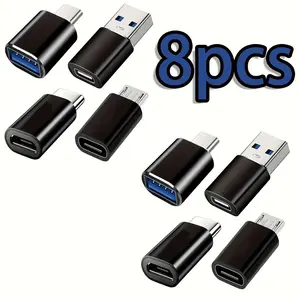 8-piece USB to USB C Adapter Set, USB Type C Female to USB Adapter, Micro USB to USB C Female Male Conversion