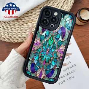 Compatible for iPhone11/12/13/14/15/16/promax/x/xs/xr/xsmax Case Art Glass Flower Soft TPU Shockproof Protective CASE, Cover, Accessories, Smartphone
