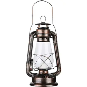 12Vmonster Vintage Rustic Accent Old Fashioned Electric Lantern Oil Lamp with Edison LED Bulb Bronze