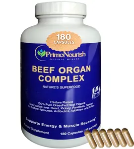 PrimoNourish Grass-Fed Beef Organ Complex – Pasture-Raised Blend of Liver, Heart, Kidney, Pancreas & Spleen – Supports Energy, Vitality & Whole-Body Wellness – Hormone-Free, 180 Capsules, Made in USA