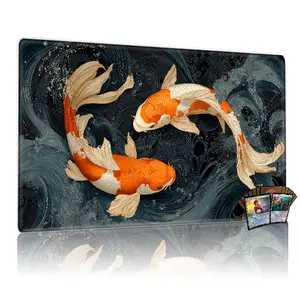 Lucky Vibrant Japanese Koi Fish TCG MTG Playmat 12x24in Magic Table Mat Gaming Mouse Pad Desk Pad Battle Mat Card Game Mat Ideal Gift Family Party Enthusiasts Gaming Mousepad