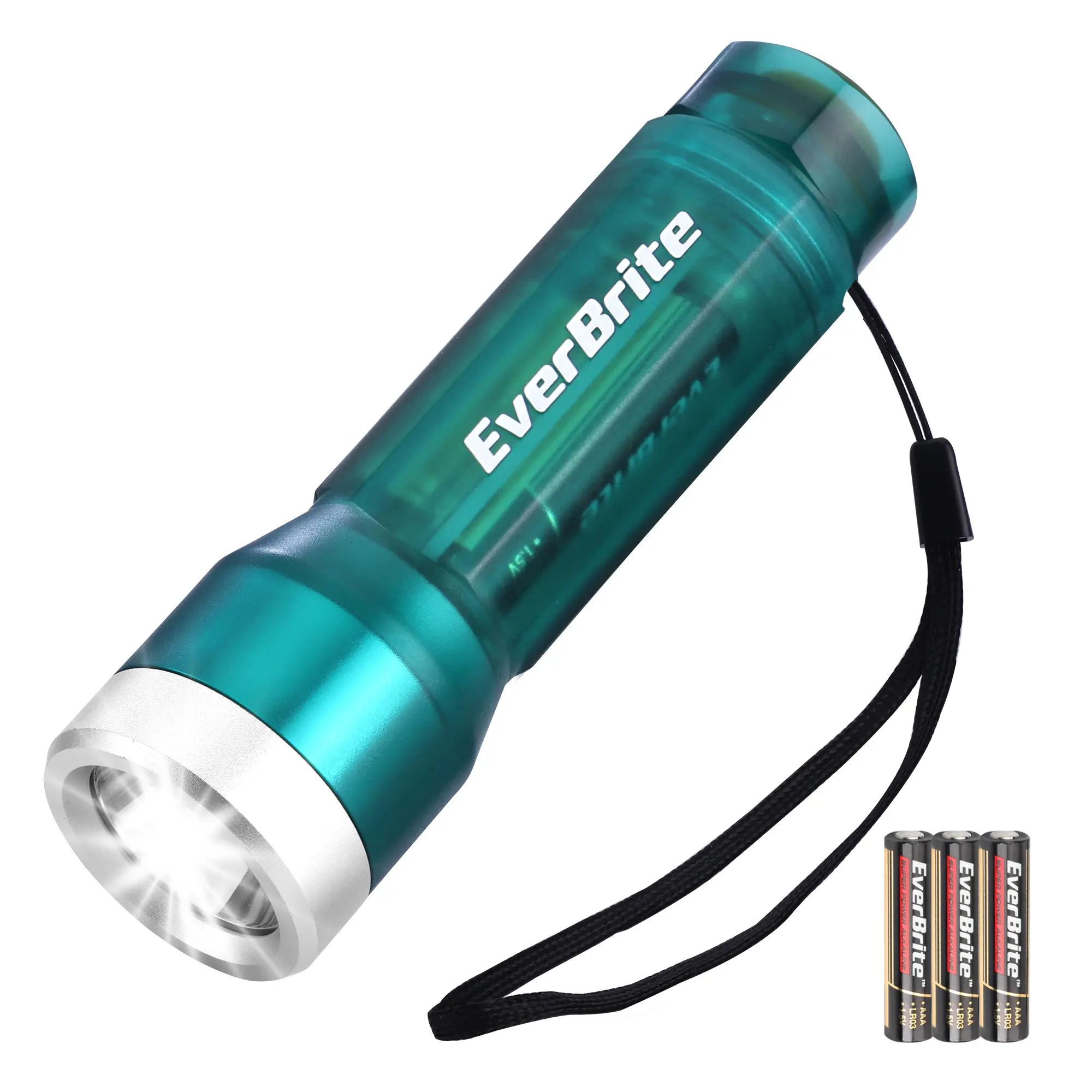 #summersale EverBrite Mini Flashlight, LED Flash Light with 3 Modes, 3 AAA Batteries Included, Water-Resistant Small Flashlight for Emergencies and Camping, Blue,1 Pack