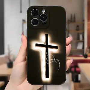 Cross Jesus Poster Pattern Case for iPhone 16 15 14 Pro Max 13 12 11 XR XS Plus Shockproof Full Camera Protection Durable slim Silicone Cover