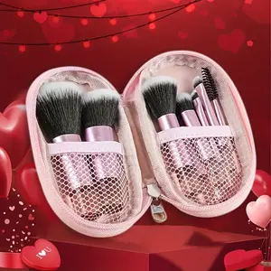 1set Valentine's Day Gift 10pcs Mini Travel Makeup Brush Set - Minimalist Design with Portable Storage Bag, Soft Cosmetic Brushes for Versatile Makeup Application, Travel Essentials for Beauty Enthusiasts Gift for Girlfriend