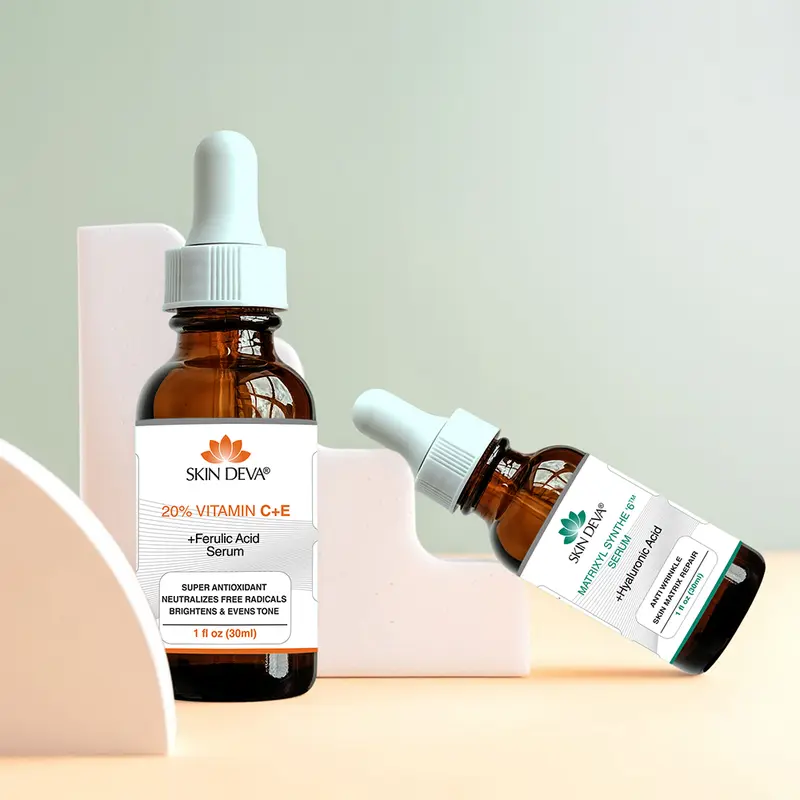 [Skin Deva] Vitamin C E Ferulic Acid + Matrixyl Synthe’6 Serum Duo | Anti-Aging, Brightening & Hydrating Skincare | Fine Lines, Wrinkles & Skin Firming | All Skin Types
