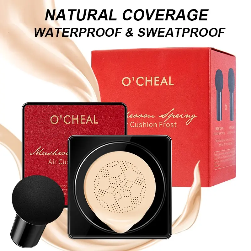 Mushroom Cushion CC Cream, Long-Lasting Concealer & Primer, Lightweight Foundation, Moisturizing Brightening Beauty Balm, Coverage