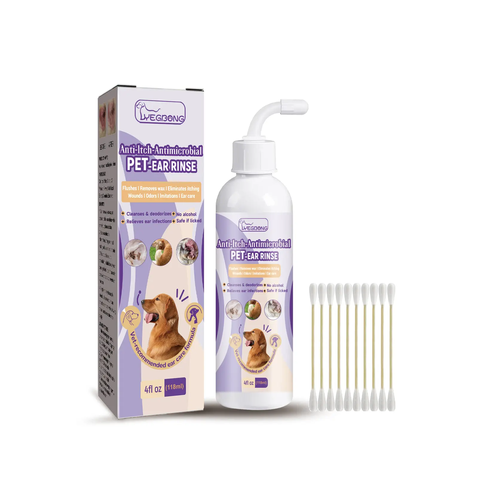 Dog Ear Cleaner Solution Vet-Recommended Dog Ear Infection Treatment to Soothe Itchy & Inflamed Ear Drops for Dogs & Cats to Gently Removes Debris, Wax Buildup, Odor - 4 fl oz
