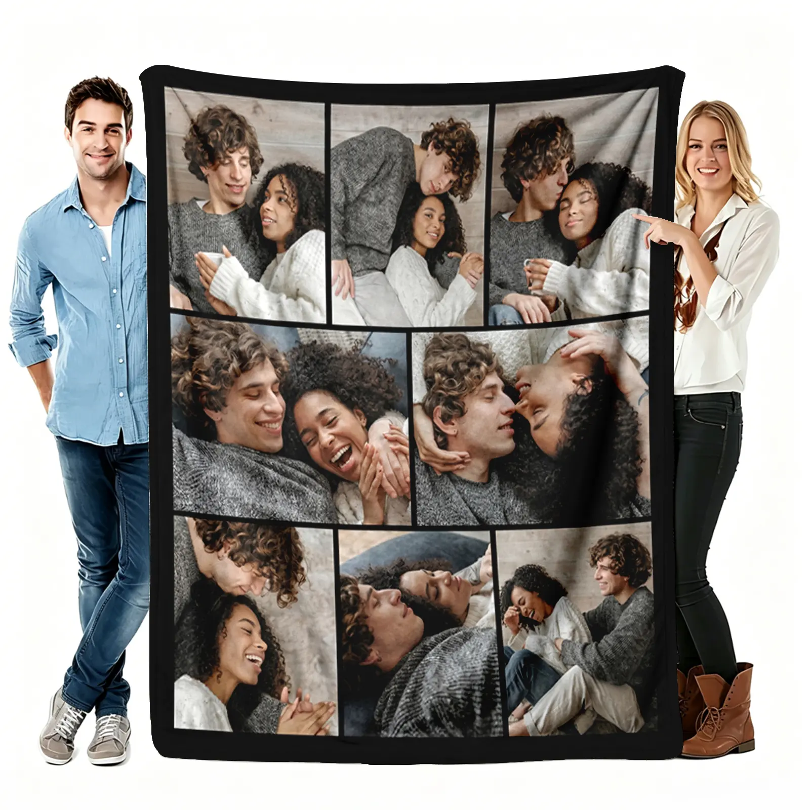 8 Photo Couple Throw Blanket, Custom Grid Collage Flannel Blanket, Soft Cozy Warm Throw, Romantic Picture Design, Personalized Gift for Him Her, Anniversary Valentine's Cute Couch Bedroom Decor ﻿ holiday popular