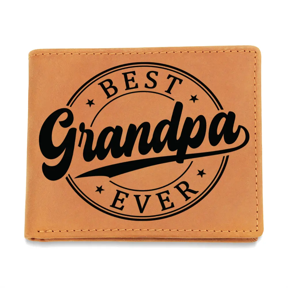 Grandfather Gift Best Grandpa Ever Genuine Cowhide Leather Wallet