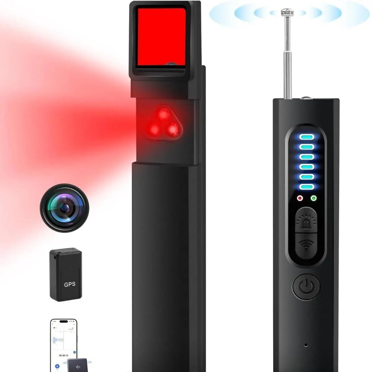 Hidden Camera Detectors, Spy Camera Car GPS Tracker Detector, Bug Detector, RF Signal Detector, Infrared Light Detection, High Sensitivity, 4 Detection Modes, Detectors for Travel, Car, Bathroom