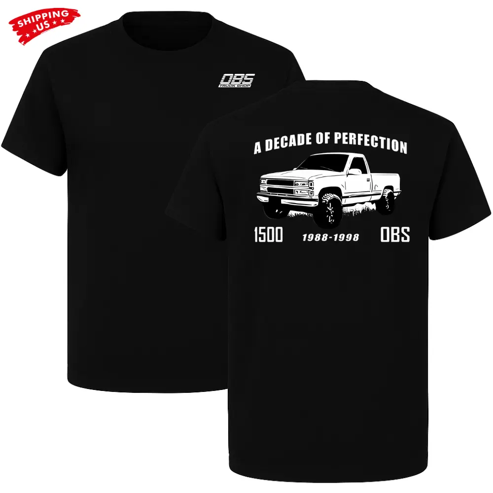 Men's Casual Graphic Print Tops - Menswear Short-Sleeve Round Neck T-Shirt, Vintage OBS 1988-1998 Decade of Perfection Truck Print, All Seasons Apparel for Chevy Lovers