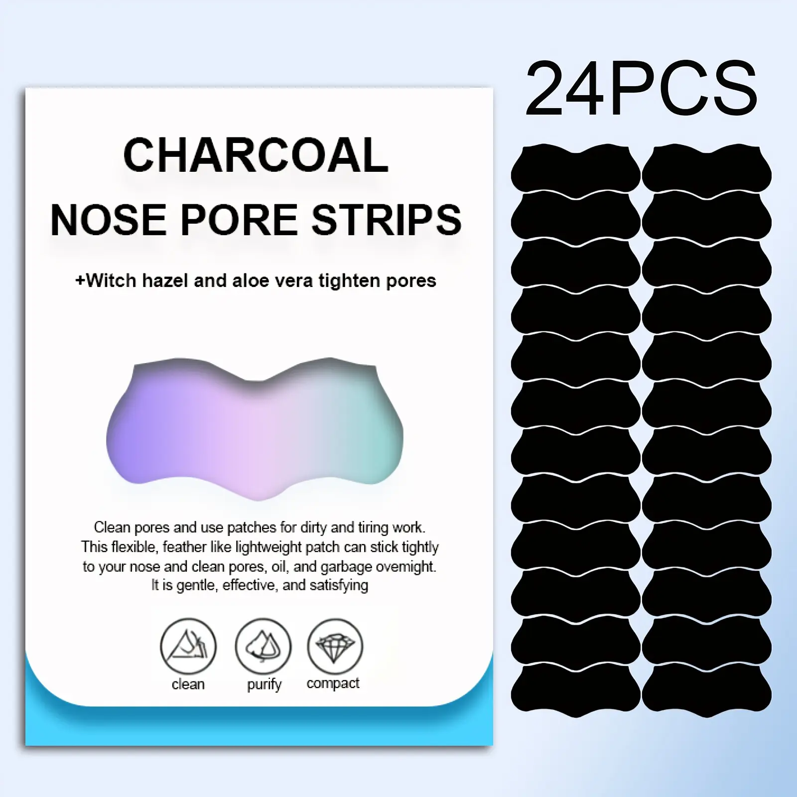 24pcs Deep Cleaning Pore Strips, Oil Control Blackhead Remover, C-Bond Technology, Instant Cleanse & Unclog Pores, T-Zone Care Core, Nose Strip, Nose Patches