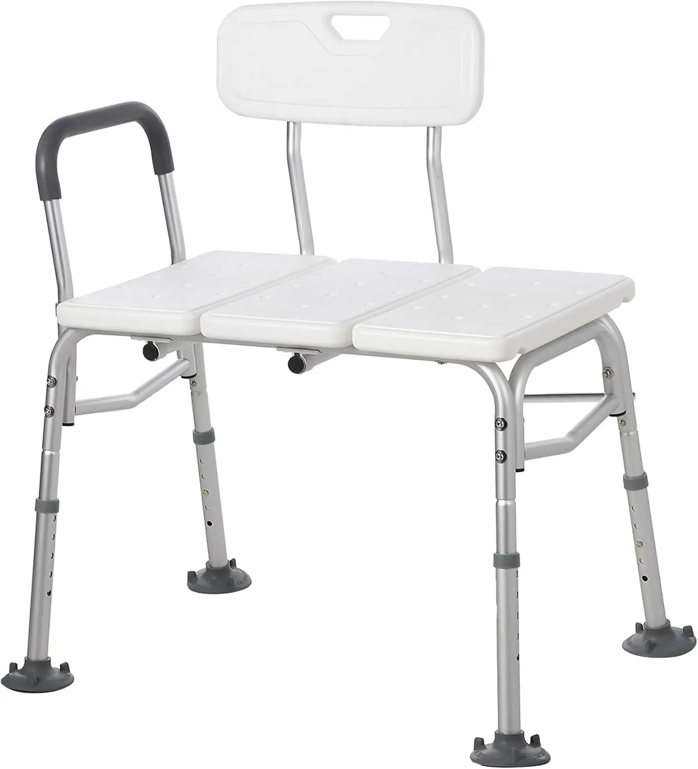 Tub Transfer Bench, Shower Chair for Bathtub W/Backrest & Padded Armrest, Height Adjustable Shower Bench, Non Slip Aluminum Body Holds Weight Up to 400 Lbs, Shower Seat W.Suction Cups Shower Safety