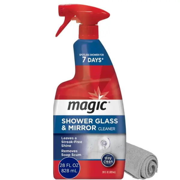 MAGIC Fog & Streak-Free Shower Glass and Mirror Cleaner Spray Bundle, 28 Fl Oz – Removes Soap Scum, Rust Stains, Fingerprints, Dirt, Hard Water – Ideal for Shower Doors, Glass Surfaces