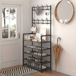 Entrance hanger, shoe rack, entryway shoe organizer, bedroom bench with hooks, hallway rack for storing shoes, clothes, jackets, hats, bags, umbrellas, home accessories