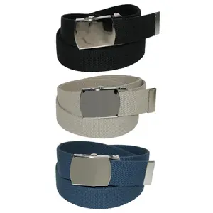 CTM Big & Tall Cotton Belt with Nickel Buckle (Pack of 3 Colors)
