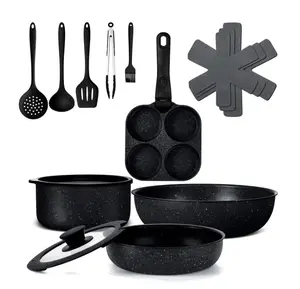 Vesteel 12Pcs Pots and Pans Set, Nonstick Cookware Set with Detachable Handle and Egg Frying Pan, Stackable RV Kitchen Cooking Utensils Set