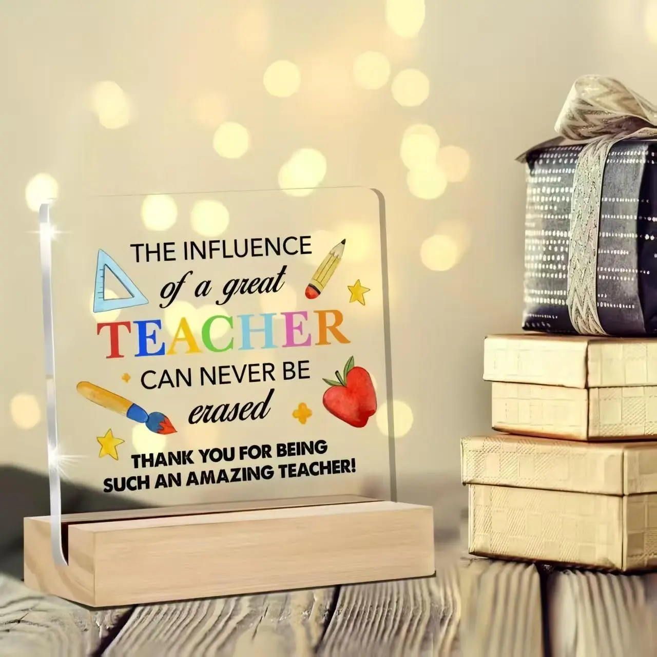 Clear Acrylic Sign Desk Decor for Home Office - Teacher Appreciation Gifts from Students, Thank You Gifts for Birthday, Graduation