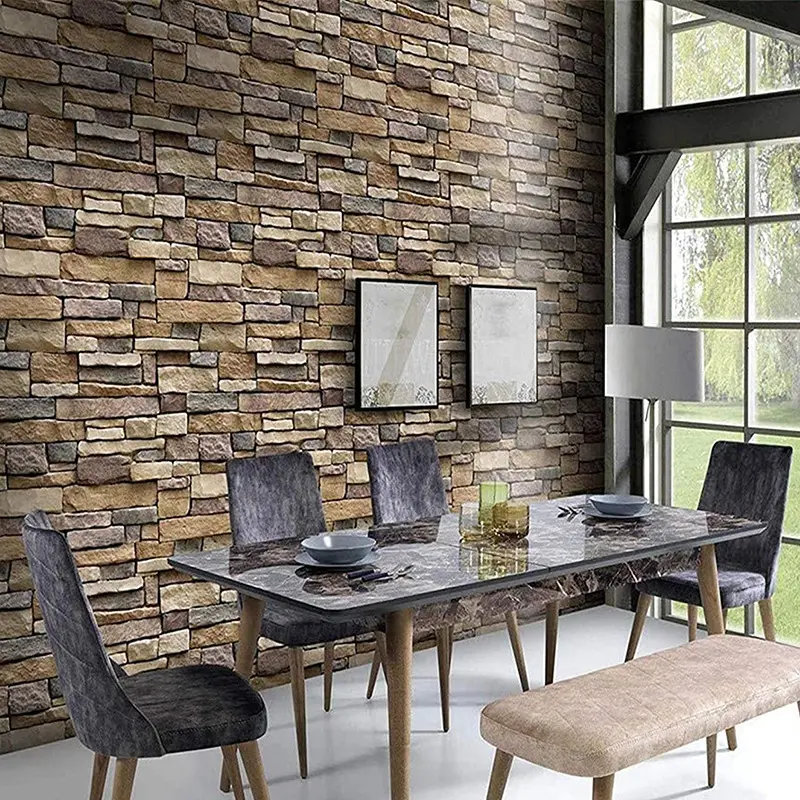 1 Piece Vintage Clay Brick 3D Self-Adhesive PVC Wallpaper Peel and Stick Wallpaper Designs | DIY Wall Covering for Photo/Live Stream Backdrops, Living Rooms & Dorms | Multiple Sizes: 45cm*300cm/600cm (17.72in*118.11in/236.22in)