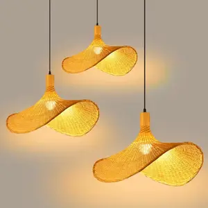 Bohemian Small Bamboo Pendant Light, 1 Lamp Woven Shade, Perfect for Kitchen & Bedroom, Stylish and Functional Lighting Solution